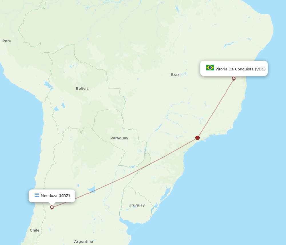 MDZ-VDC flight routes