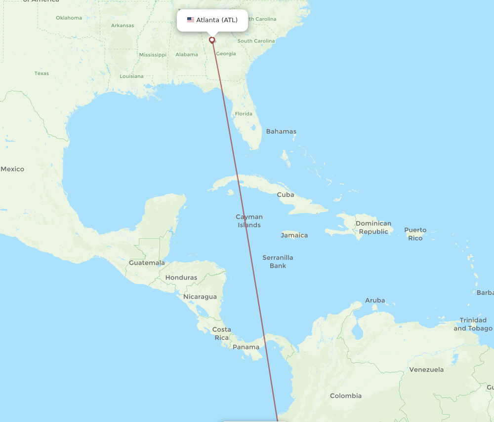 Atlanta - Manta route map and flight paths