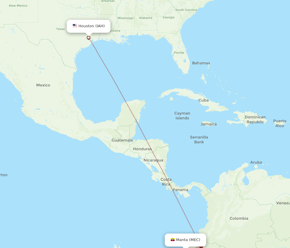 Houston - Manta route map and flight paths