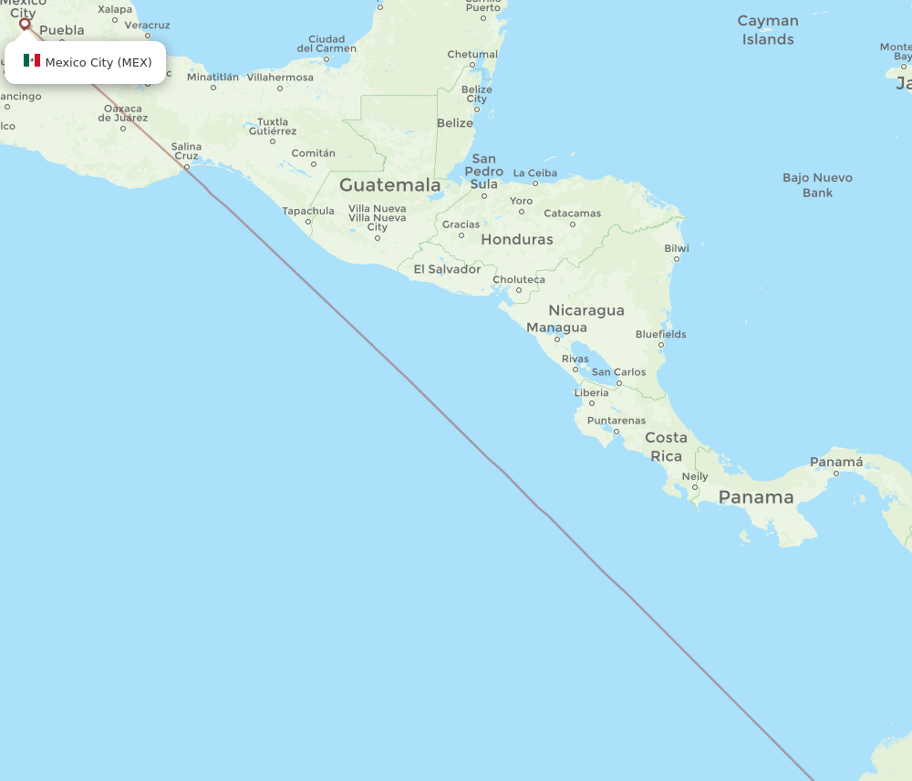 Mexico City - Manta route map and flight paths