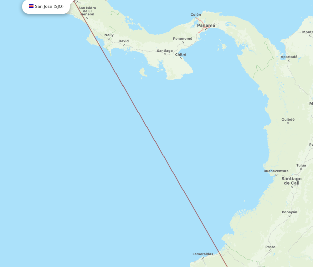 San Jose - Manta route map and flight paths
