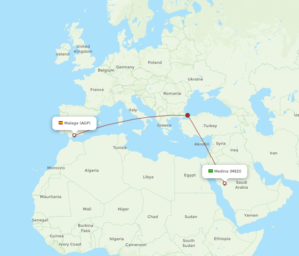 MED-AGP flight routes