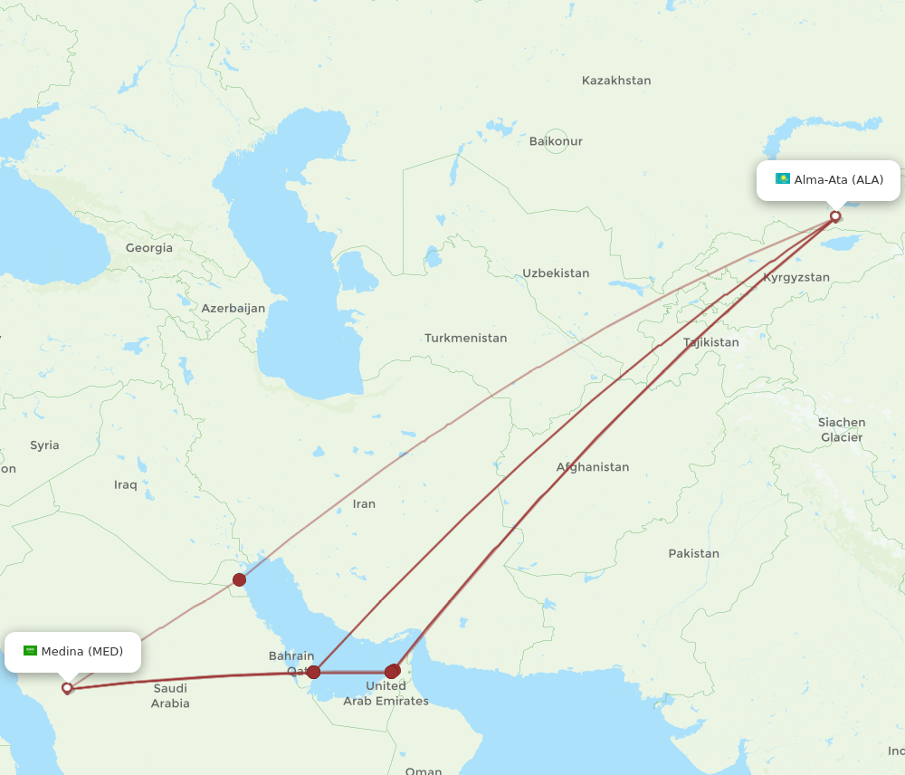 MED-ALA flight routes