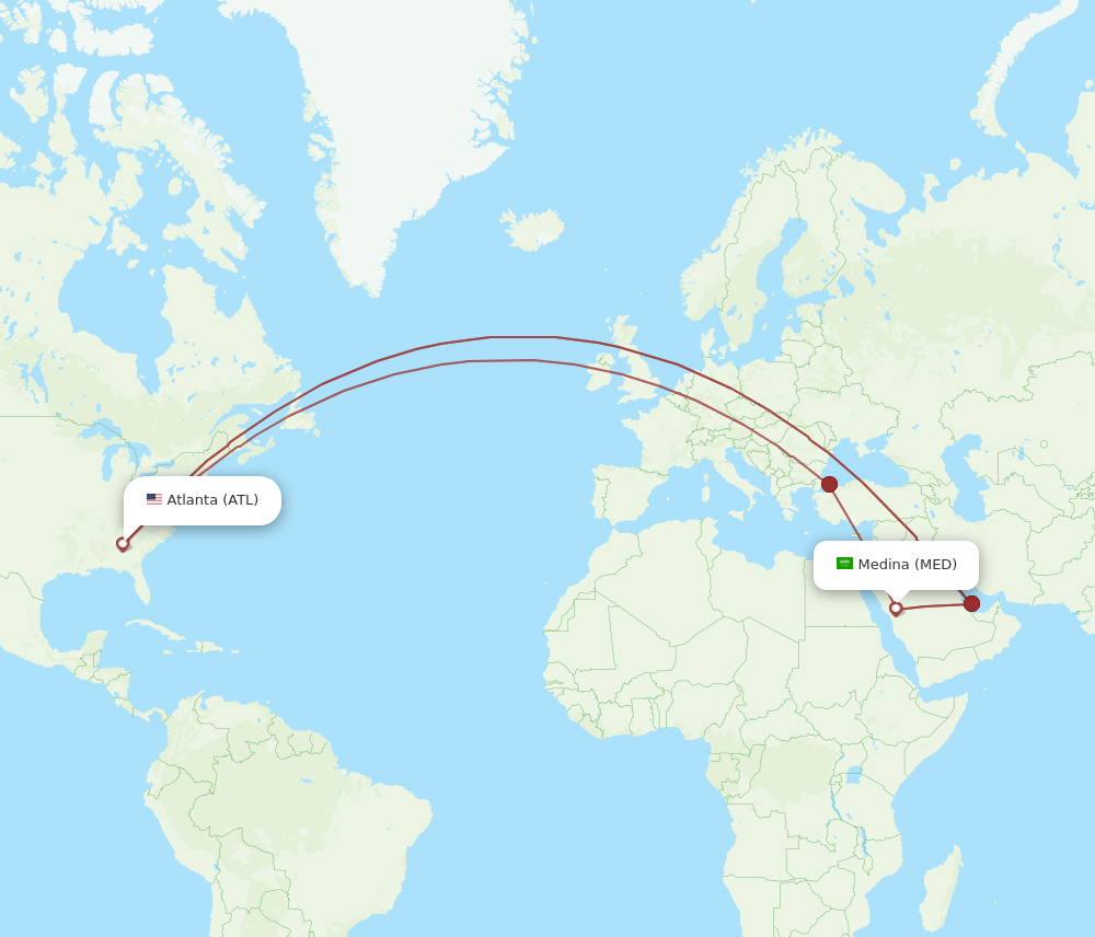 MED-ATL flight routes