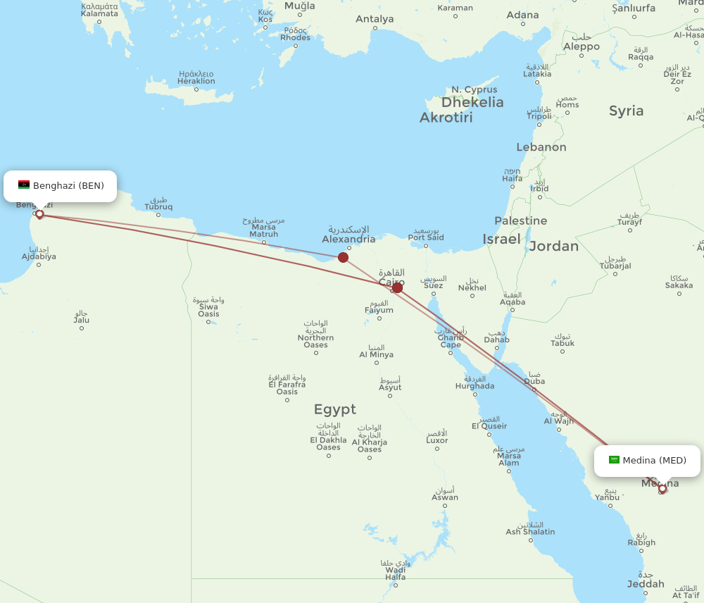 MED-BEN flight routes
