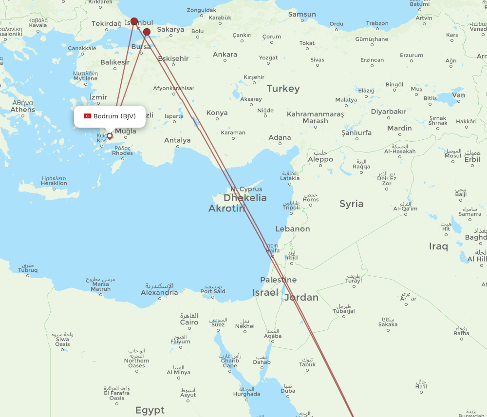 MED-BJV flight routes