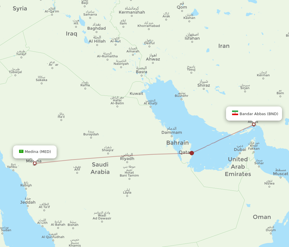 MED to BND flights and routes map