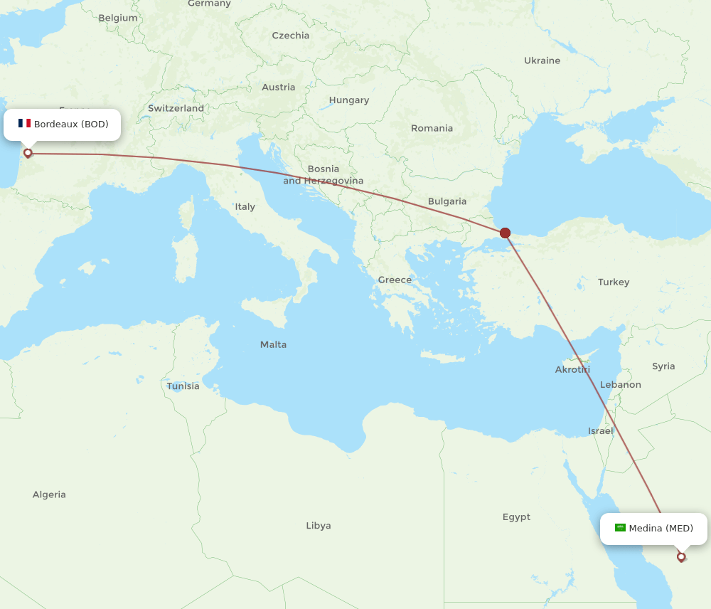 MED-BOD flight routes