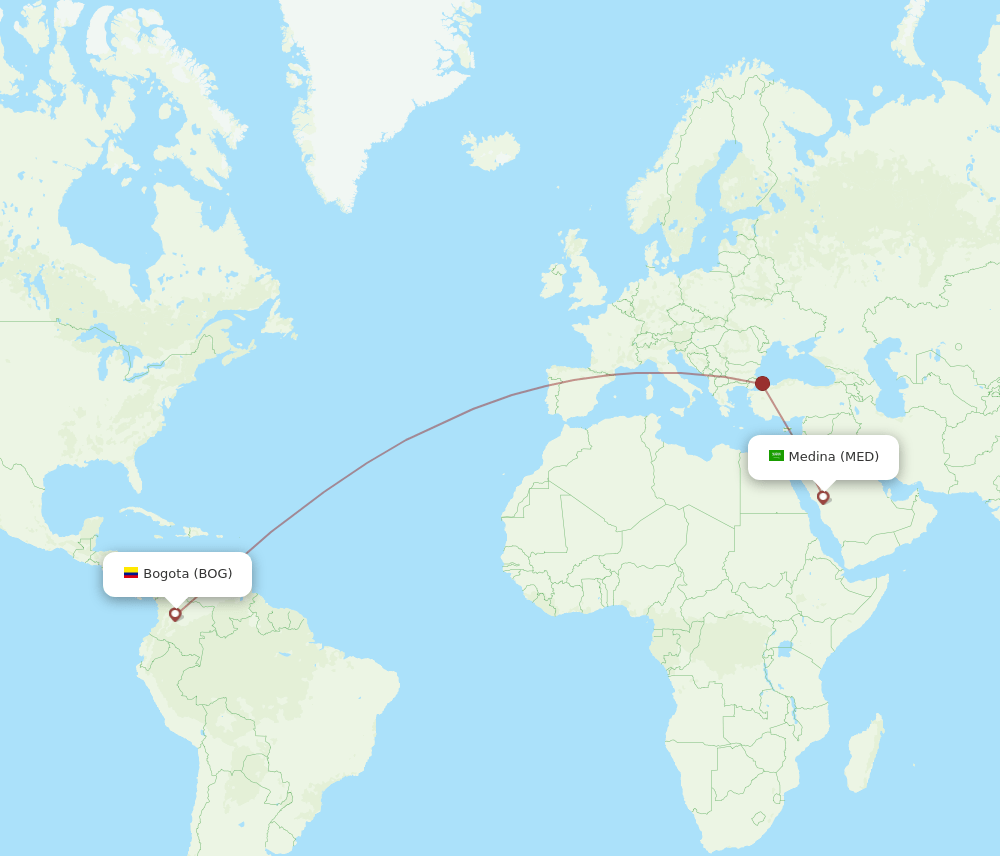 MED-BOG flight routes