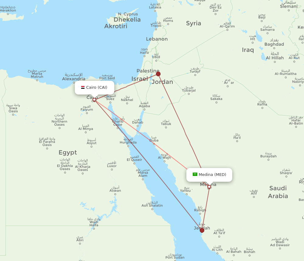 MED to CAI flights and routes map