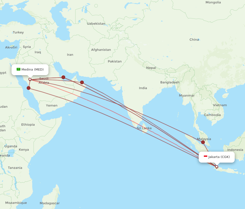 MED to CGK flights and routes map