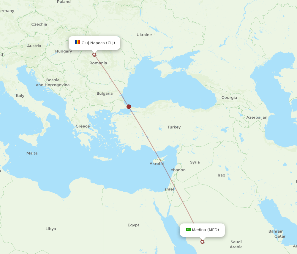 MED-CLJ flight routes
