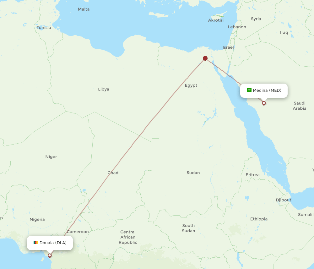 MED-DLA flight routes