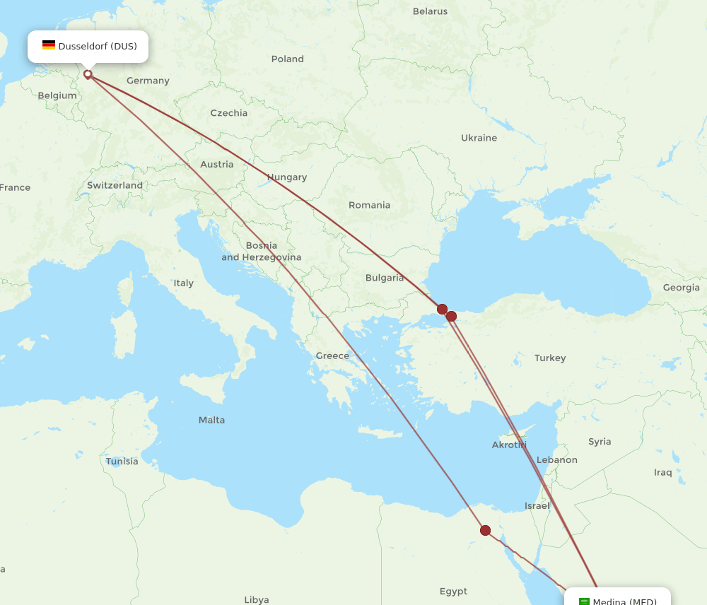 MED-DUS flight routes