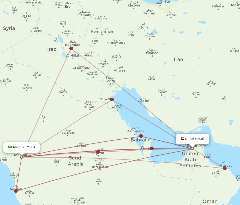 MED-DXB flight routes