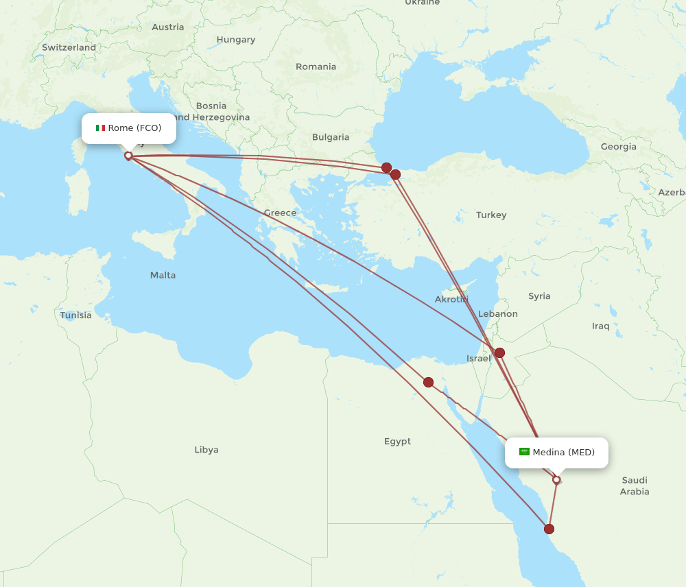 MED-FCO flight routes