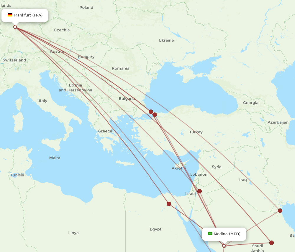 MED-FRA flight routes