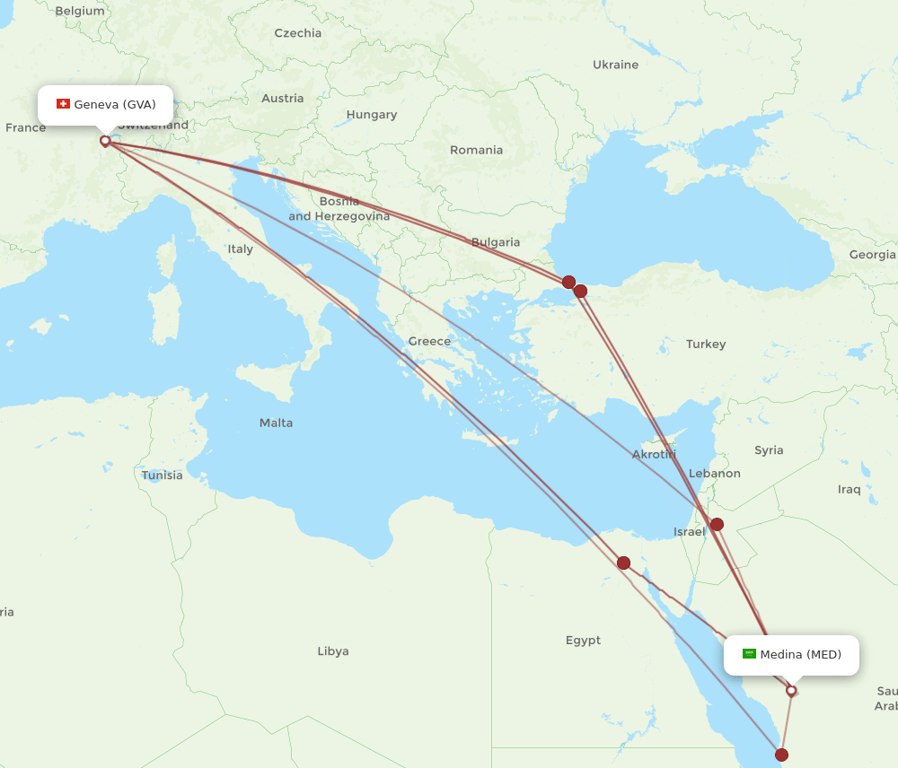 MED-GVA flight routes