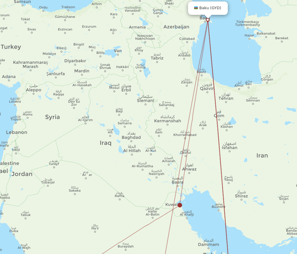 MED-GYD flight routes