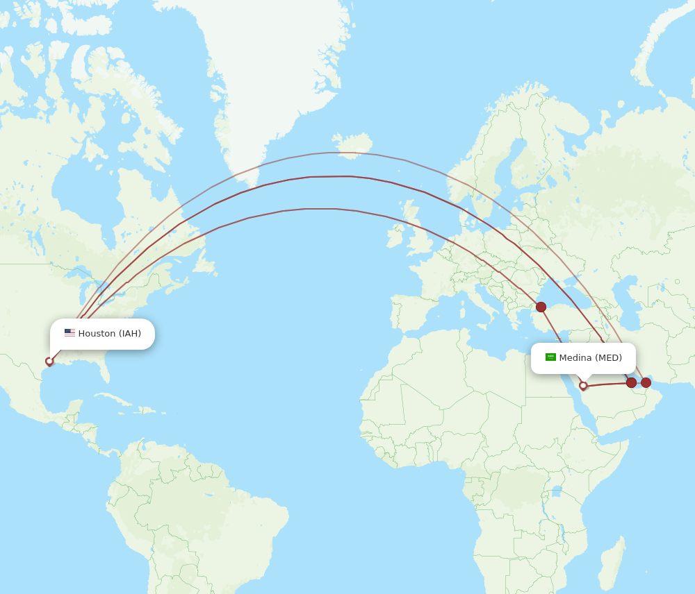 MED-IAH flight routes