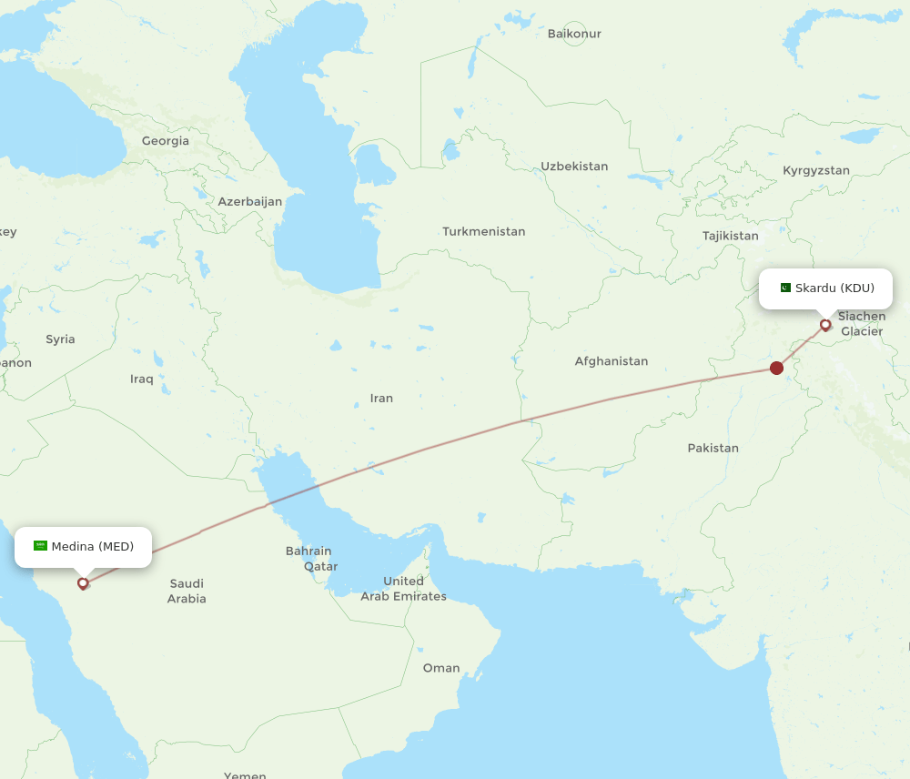 MED-KDU flight routes