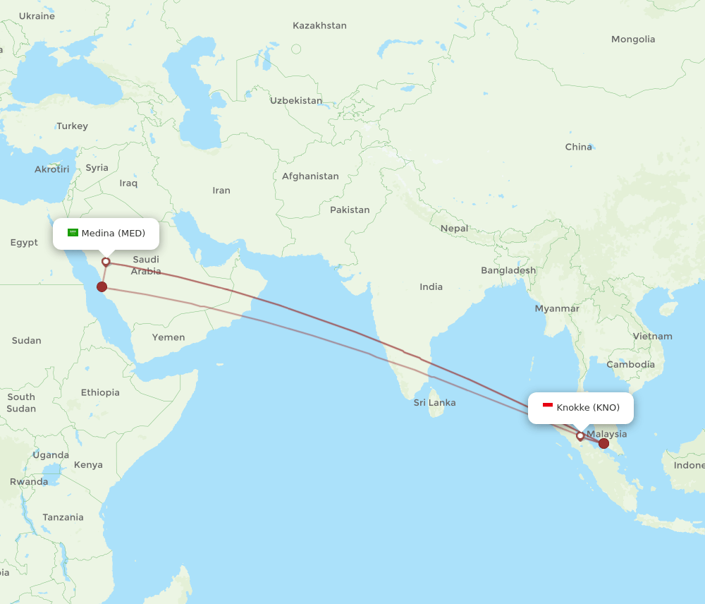 MED to KNO flights and routes map