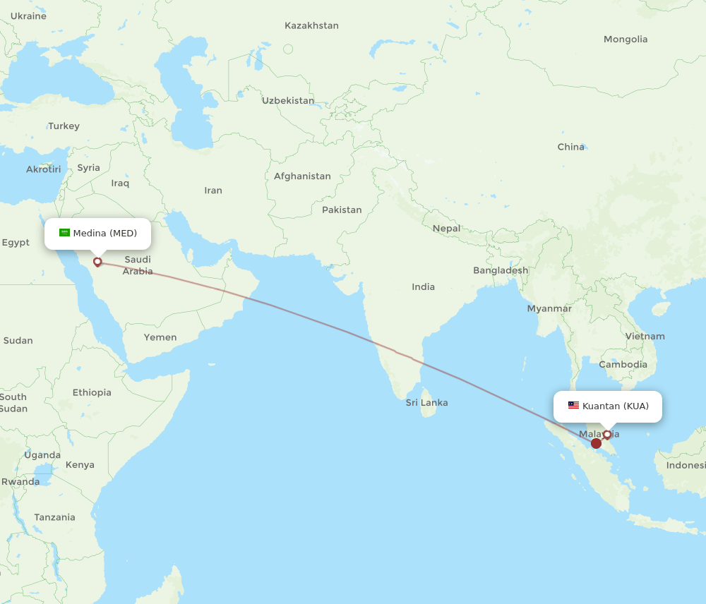 MED-KUA flight routes