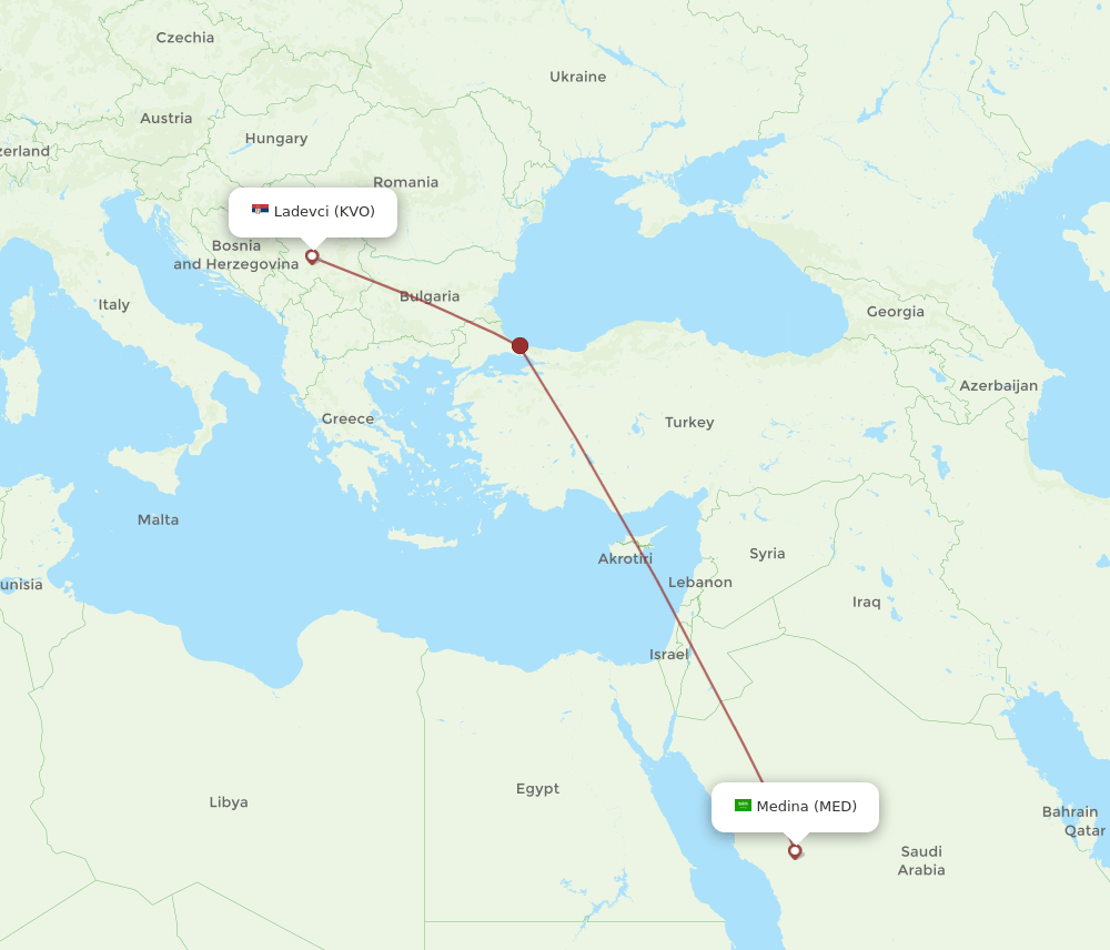 MED to KVO flights and routes map