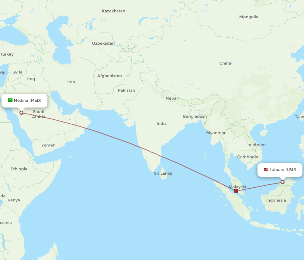 MED-LBU flight routes