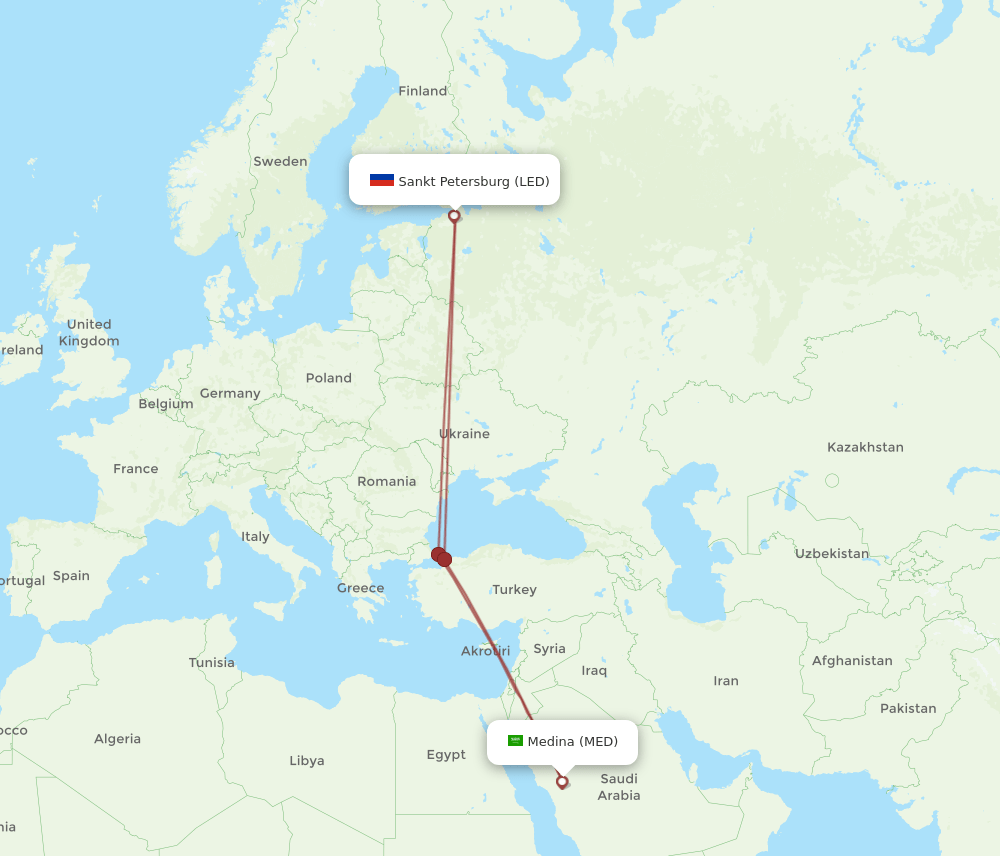 MED-LED flight routes