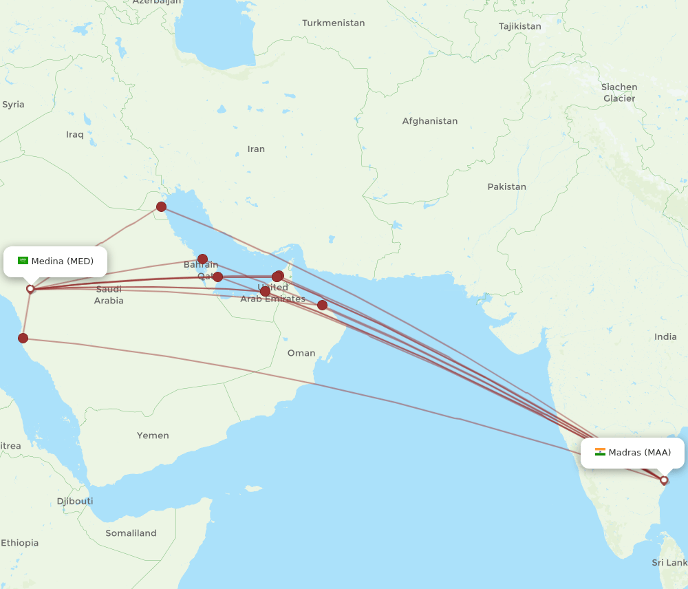 MED-MAA flight routes