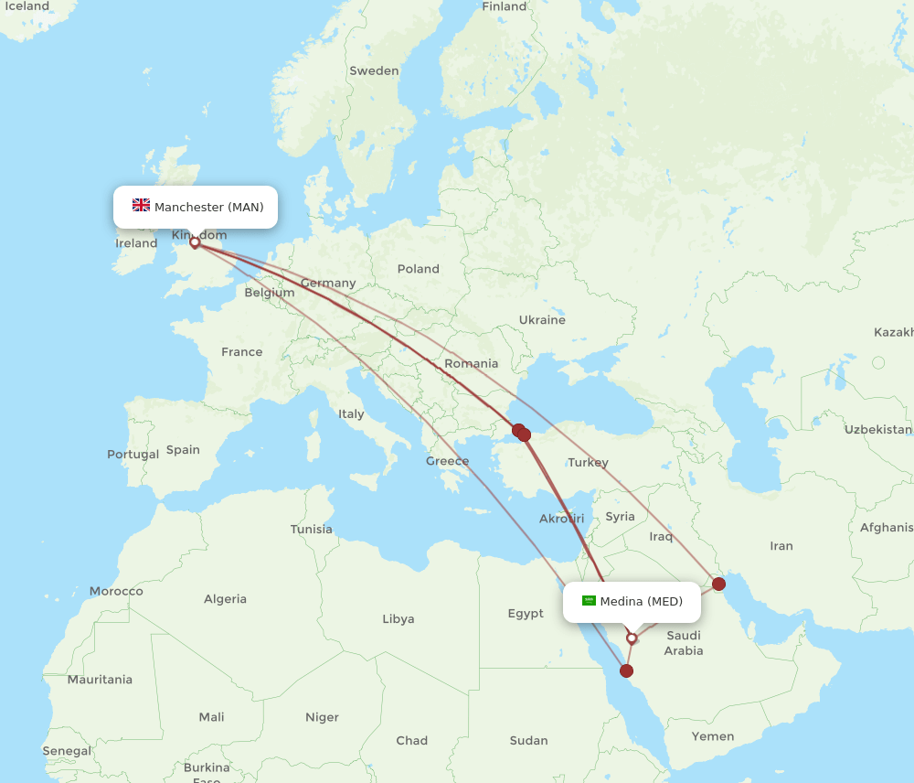 MED-MAN flight routes