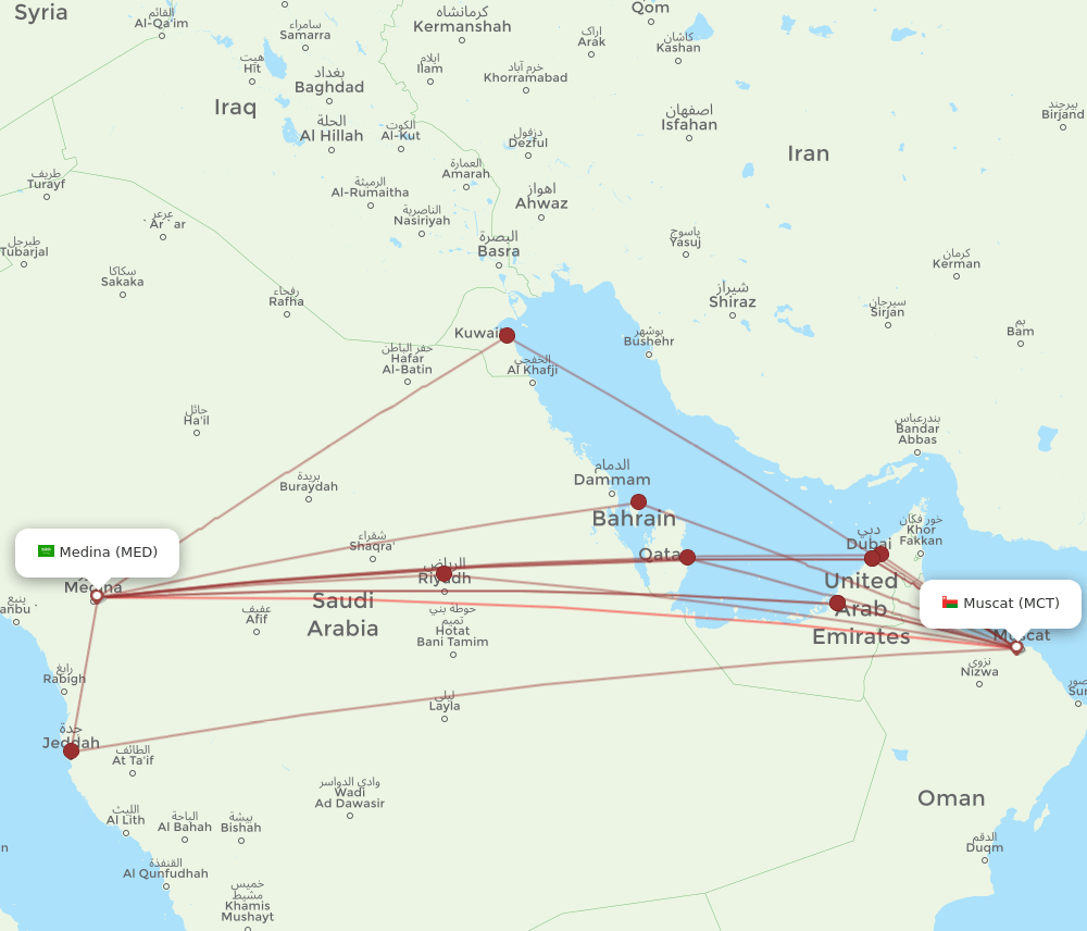 MED-MCT flight routes