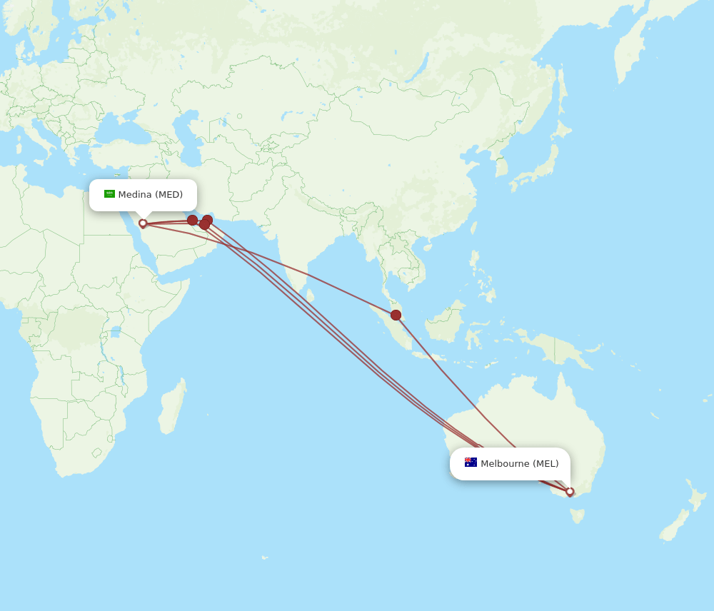 MED-MEL flight routes