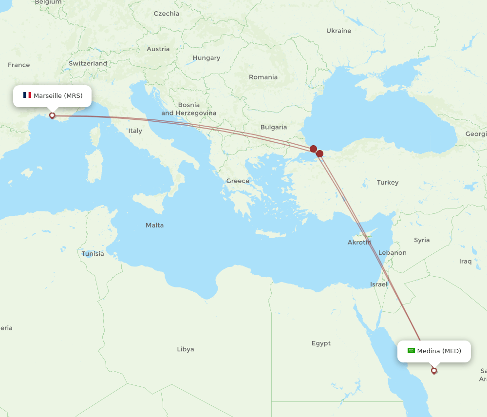 MED-MRS flight routes
