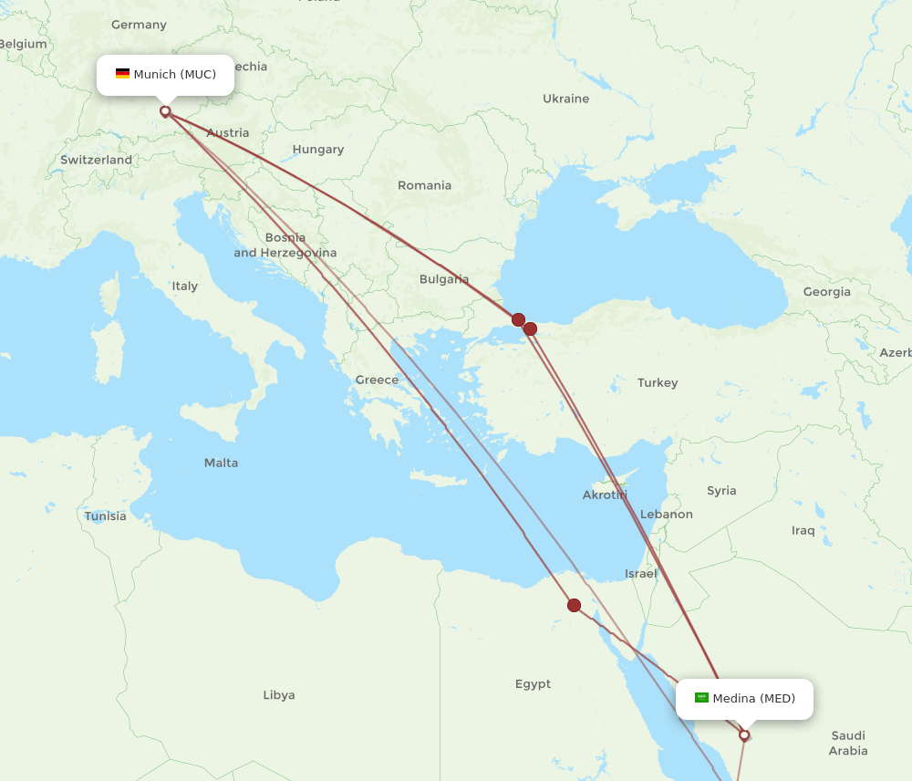 MED-MUC flight routes