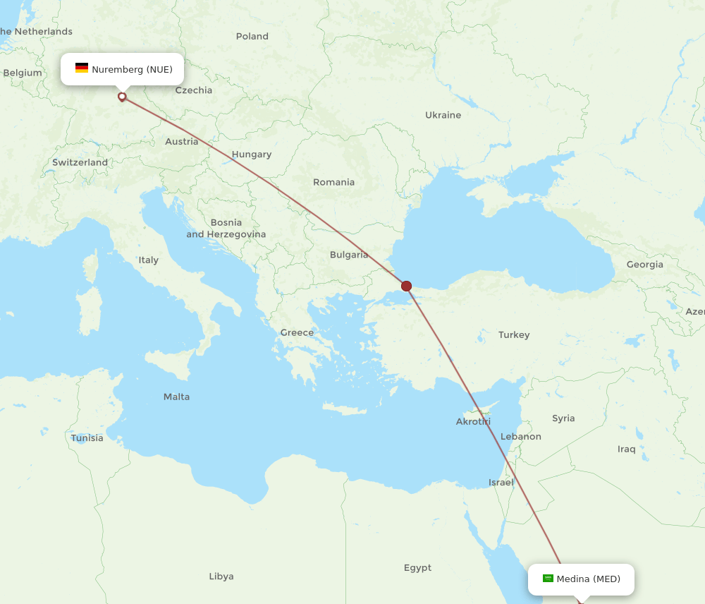 MED-NUE flight routes