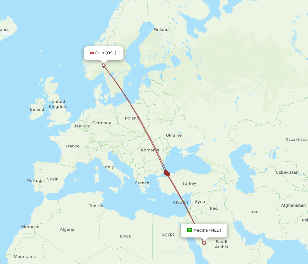 MED-OSL flight routes