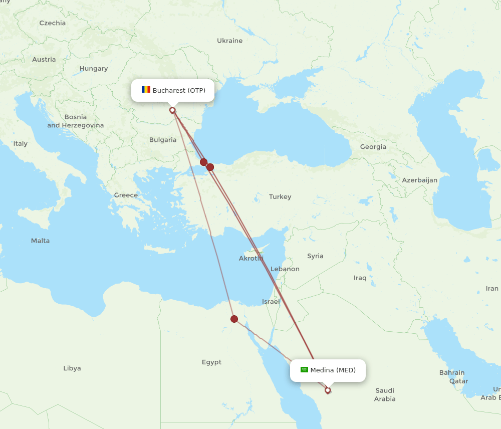 MED-OTP flight routes
