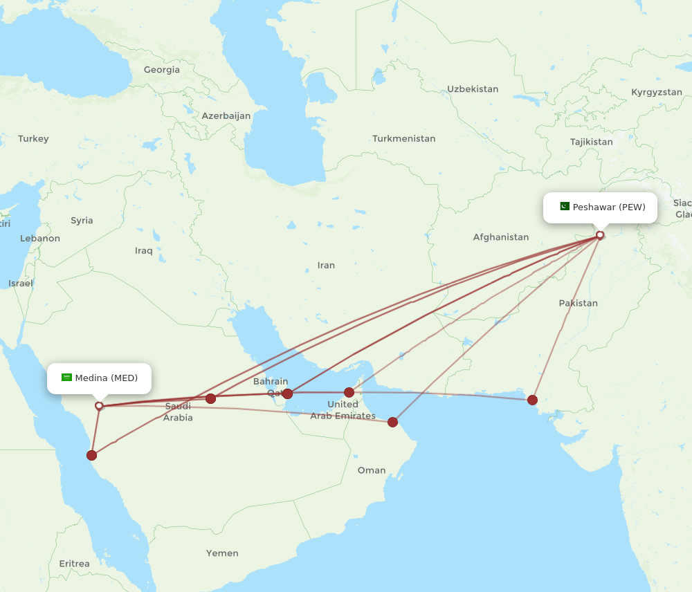 MED-PEW flight routes