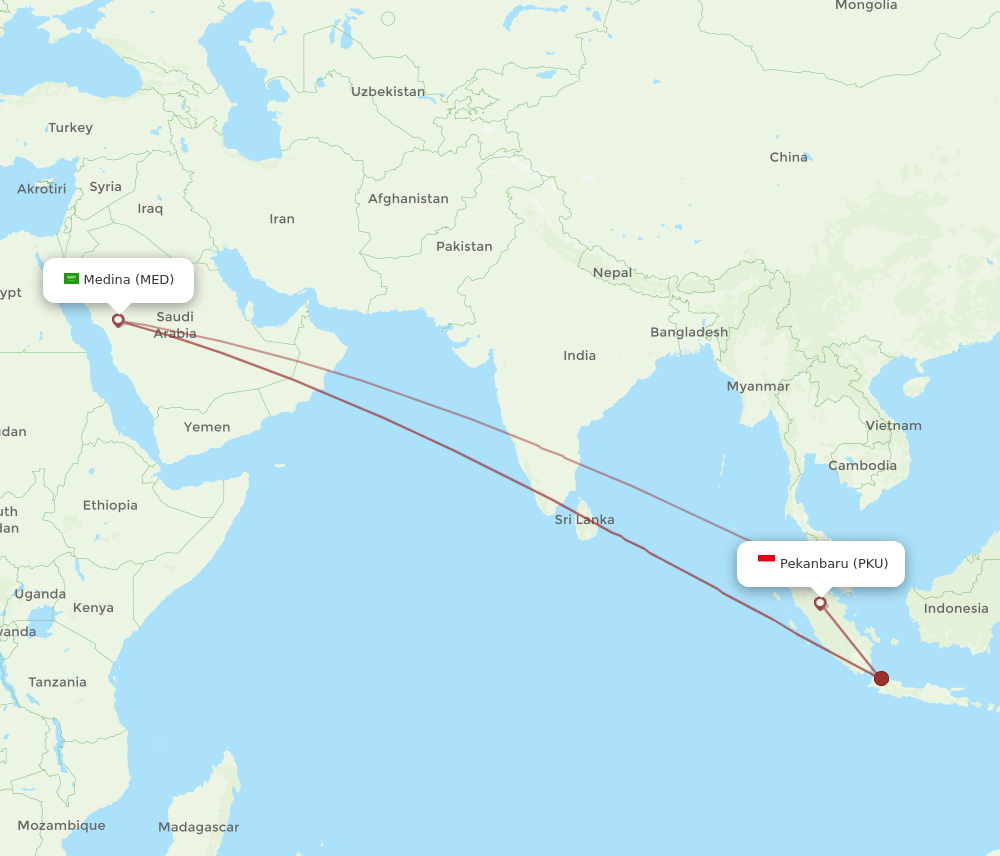 MED-PKU flight routes