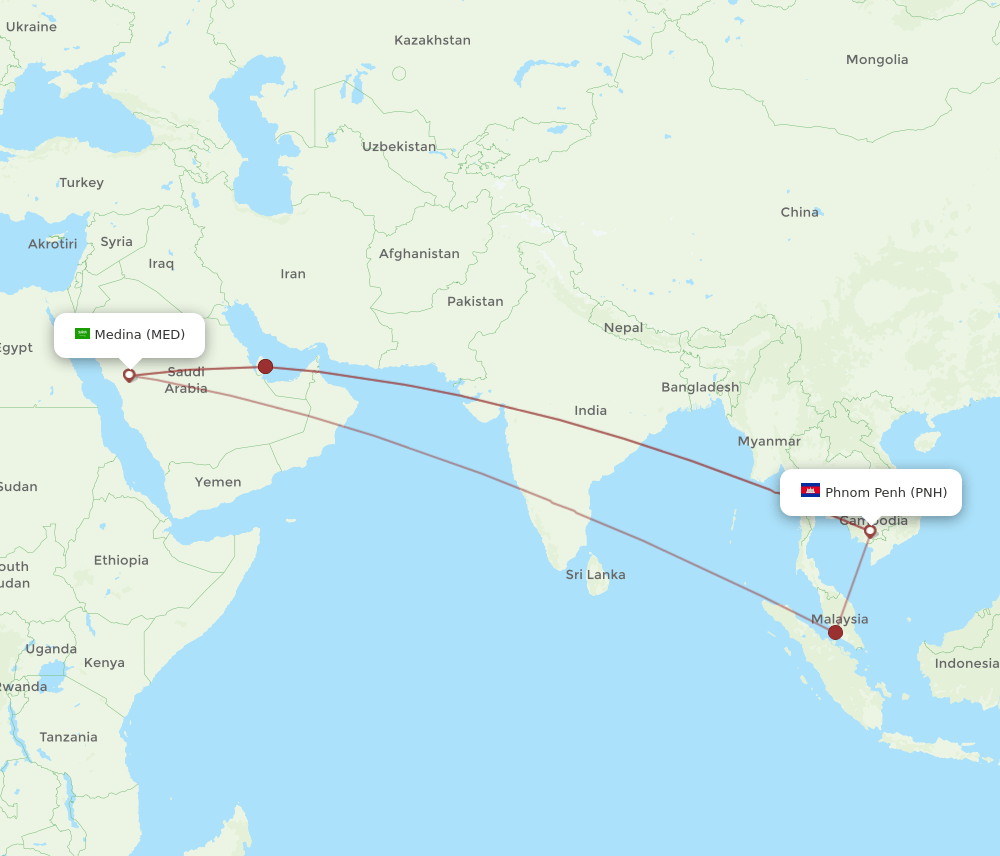 MED-PNH flight routes