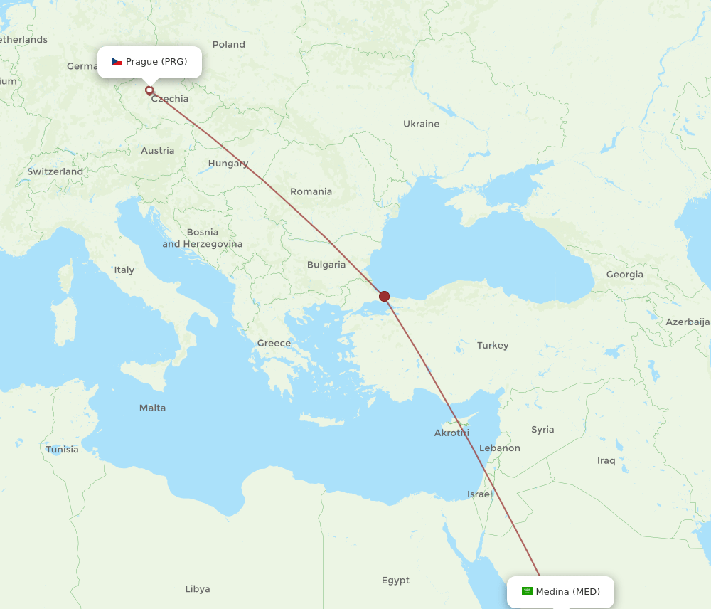 MED-PRG flight routes