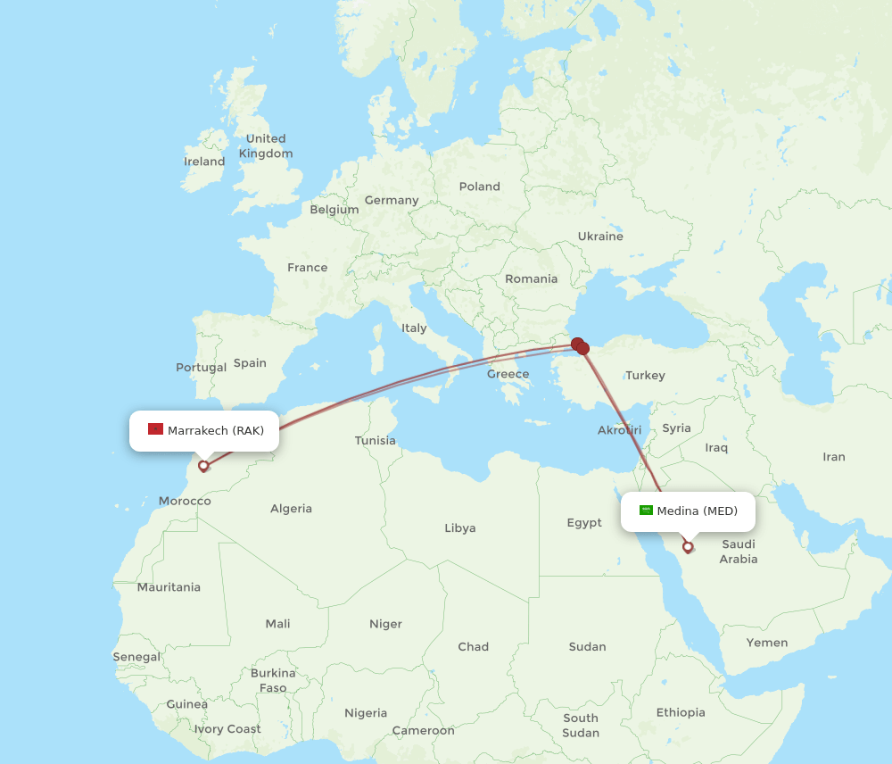 MED-RAK flight routes