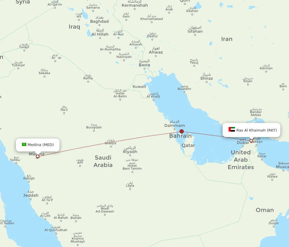 MED to RKT flights and routes map