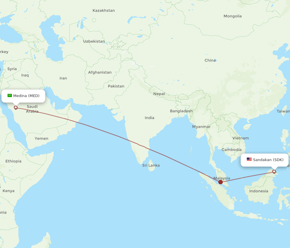 MED to SDK flights and routes map