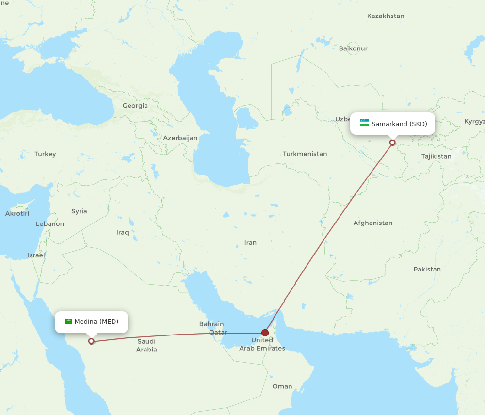 MED to SKD flights and routes map