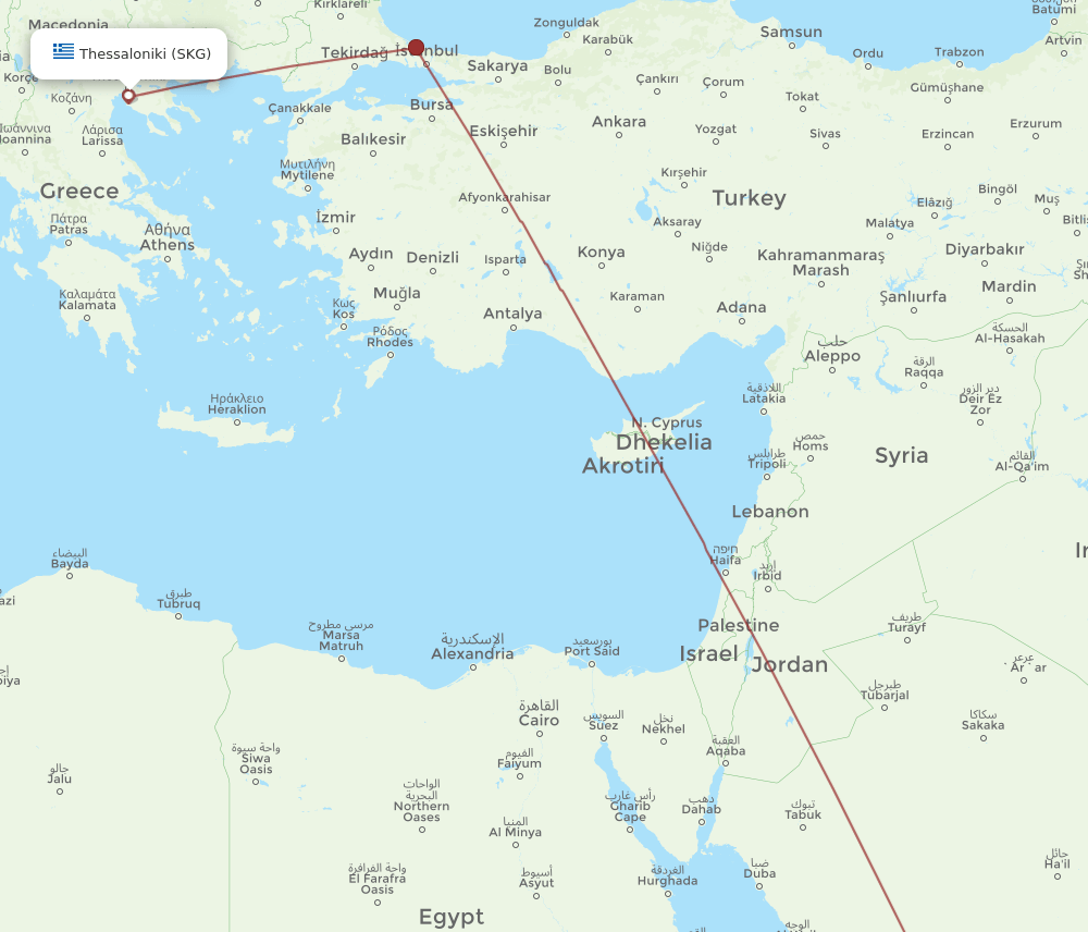 MED-SKG flight routes