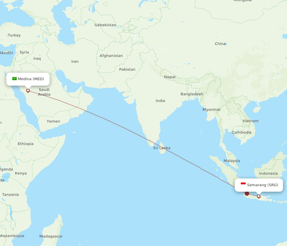 MED to SRG flights and routes map