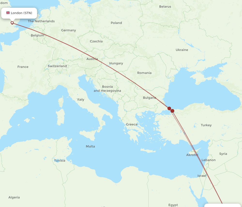 MED-STN flight routes